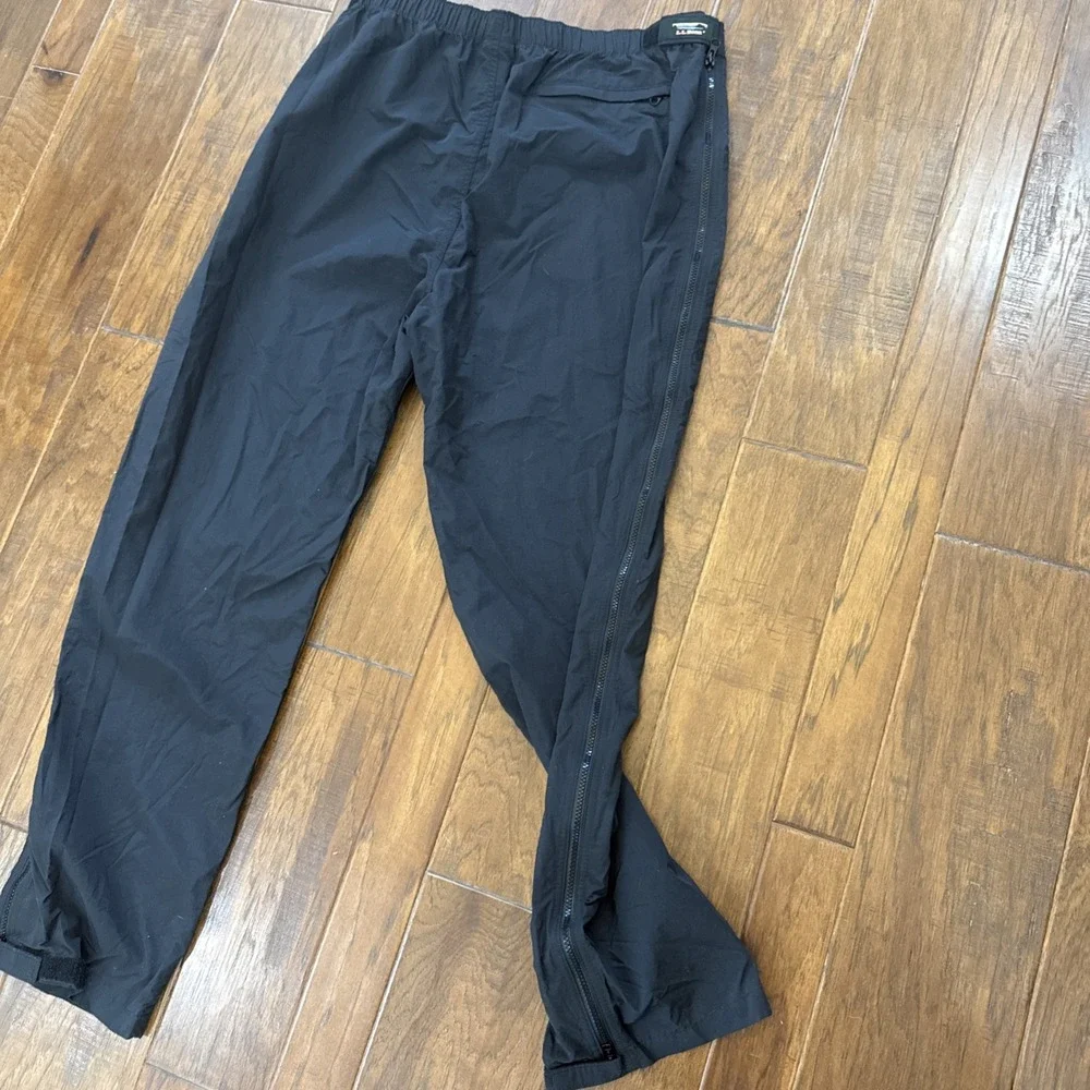 LL Bean Nylon Full Zip Leg Rain Pants Mens Black Vintage USA Hiking Gorp XXL Reg